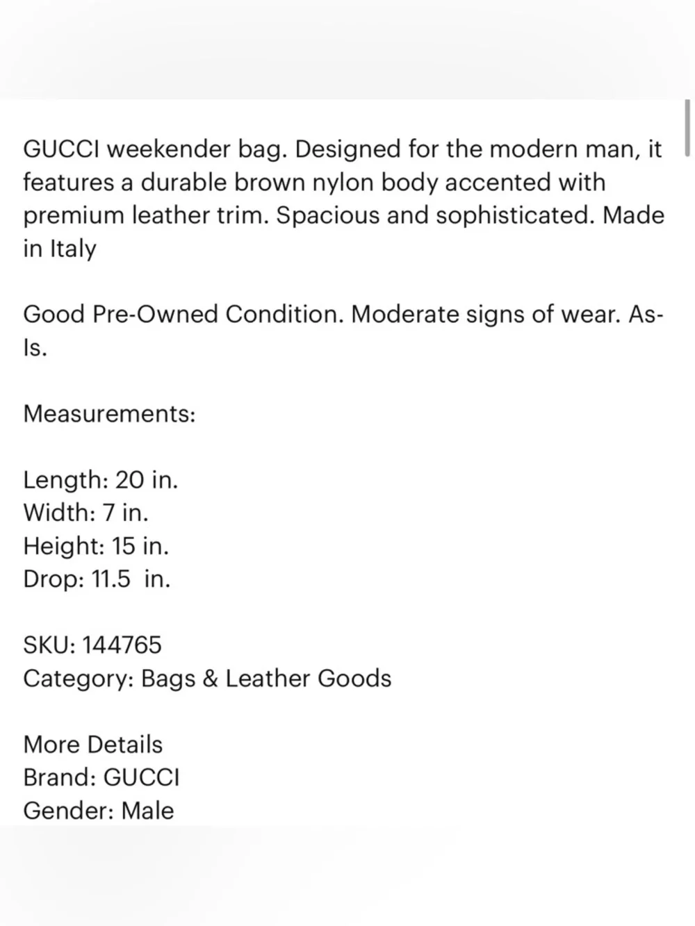 Classic Black Men's Travel Weekender Bag